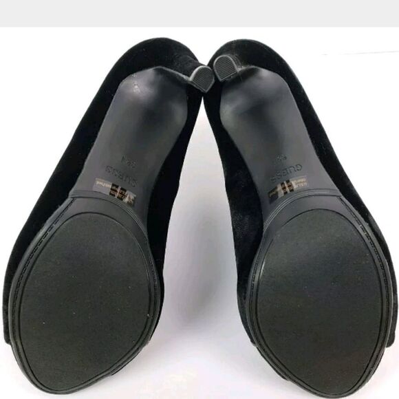 Guess Aby Faux Leather Trim Black Velvet Booties - Picture 6 of 8